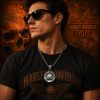 Retro Punk Skeleton Biker Pendant Necklace - Freedom, Strength, faith  | Secure Checkout | Tracked Shipping | 7-Day Easy Returns