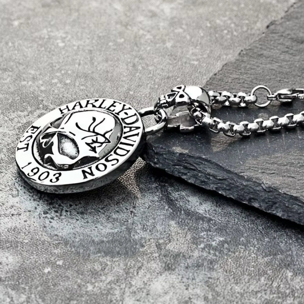 Retro Punk Skeleton Biker Pendant Necklace - Freedom, Strength, faith | Secure Checkout | Tracked Shipping | 7-Day Easy Returns - Image 2